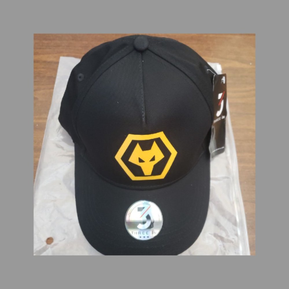 New in package Three In Cap/Hat Adjustable Velcro Black with Logo